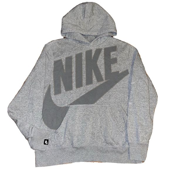 Vintage Y2K 2000s Nike Big Swoosh Spellout Hoodie Sweatshirt Size Large RARE - Picture 1 of 11